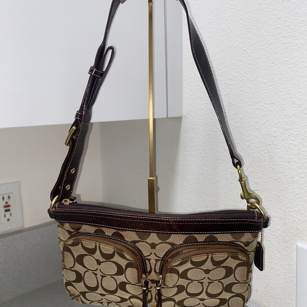 Coach Vintage Signature 2-Way Belt Khaki Bag GUC - Picture 2 of 16